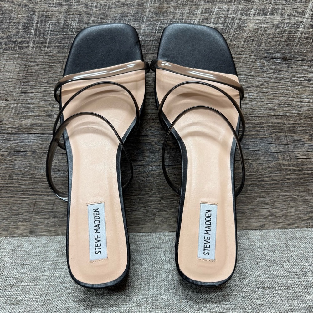 Steve Madden Hanya Block Heel Strappy Sandals Size 10 Black Jelly Straps